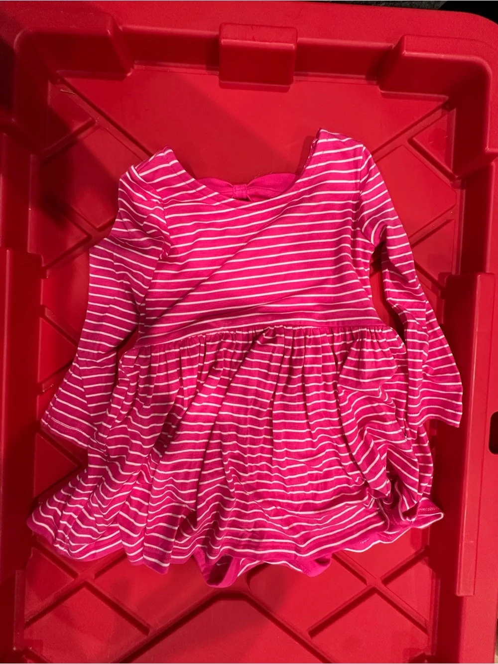 Little Sleepies Pink and White Striped Long-Sleeve Dress